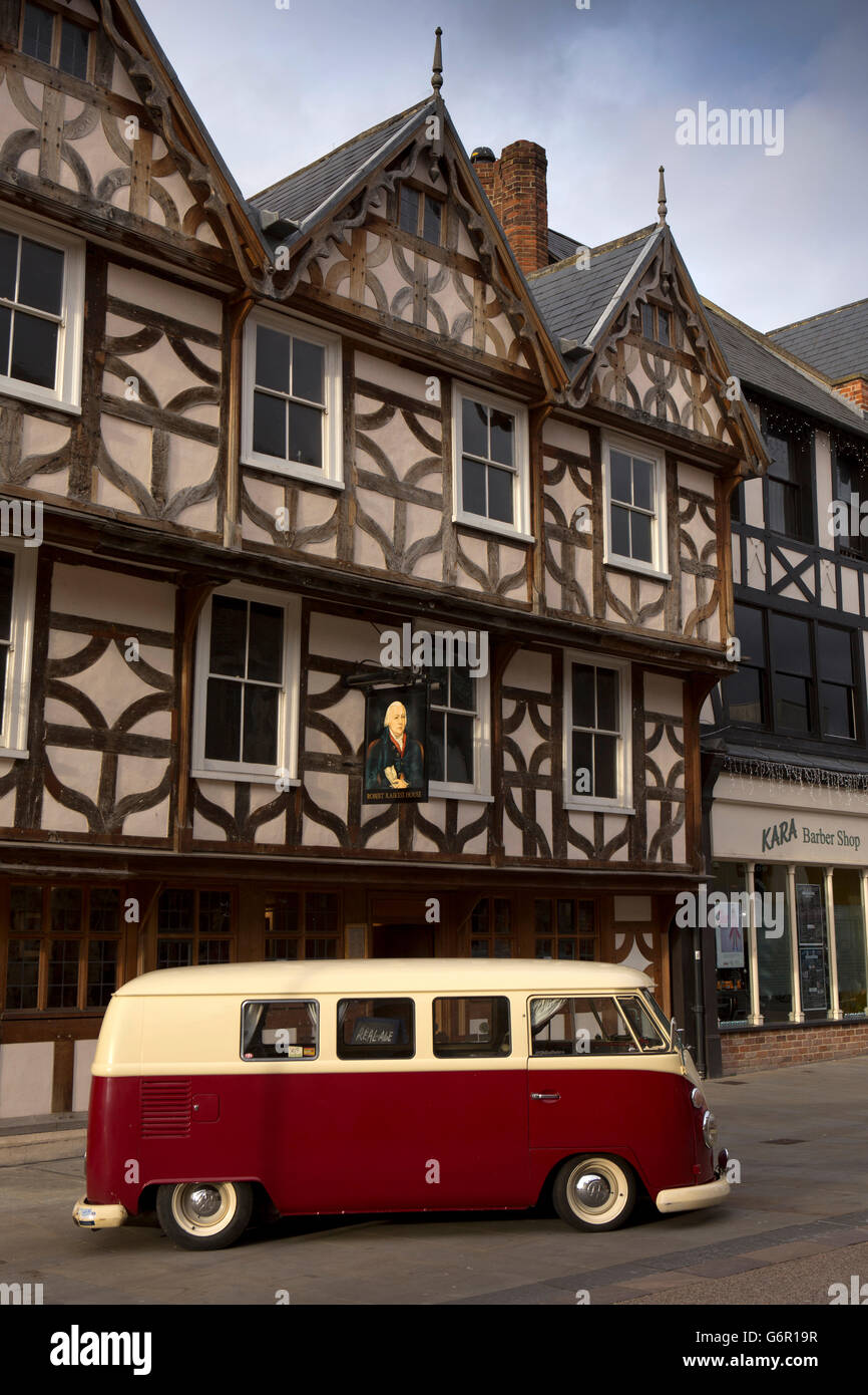 UK, Gloucestershire, Gloucester, Southgate Street, Robert Raikes House,  Tudor timber framed pub with early VW camper van Stock Photo - Alamy