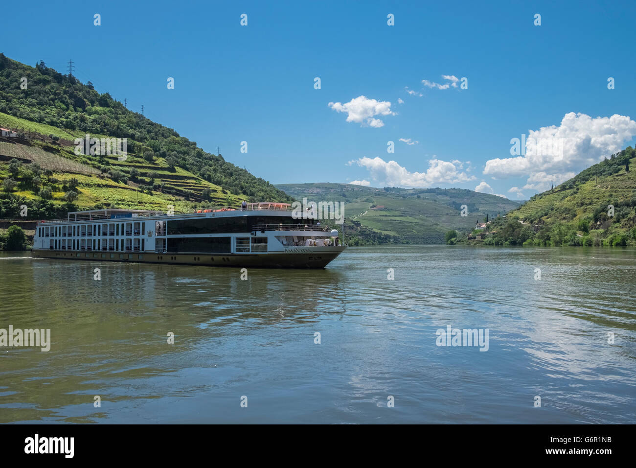 A river cruise ship at Pinhao, in the Douro Valley wine producing
