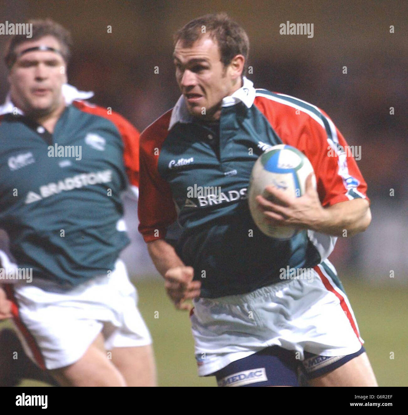 Leicester Jaco Van Der Westhuyzen runs in for his try against Gwent during the Heineken Cup pool one match at Rodney Parade, Newport. Stock Photo