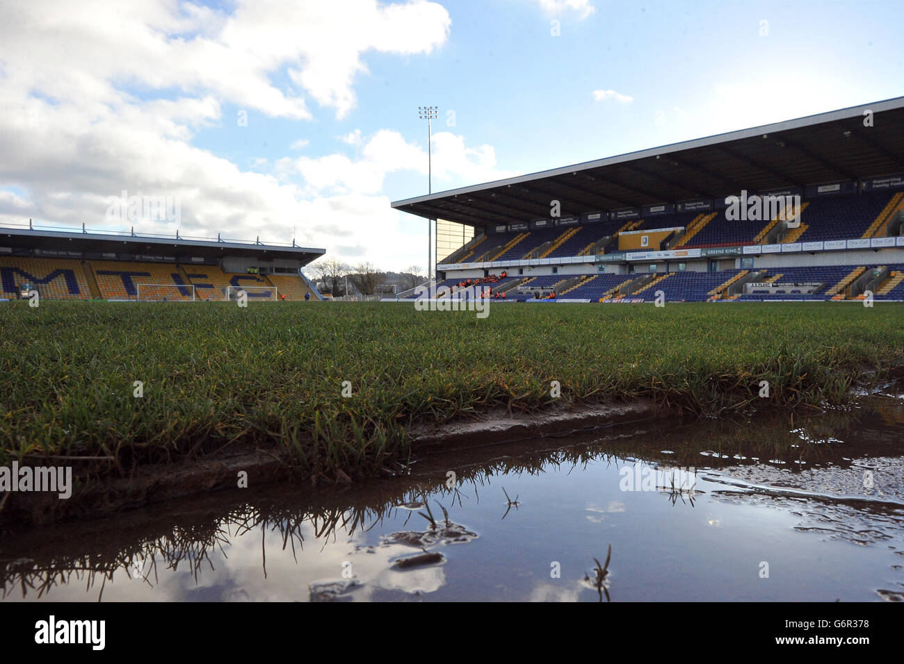 Soccer - Sky Bet League Two - Mansfield Town v Scunthorpe United - One Call Stadium. A general view of stands at the One Call Stadium. Stock Photo