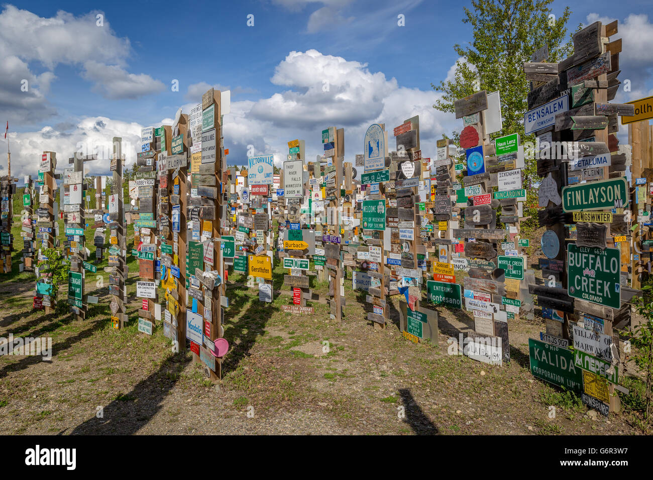 Sign post forest in Watson Lake, Yukon Stock Photo Alamy