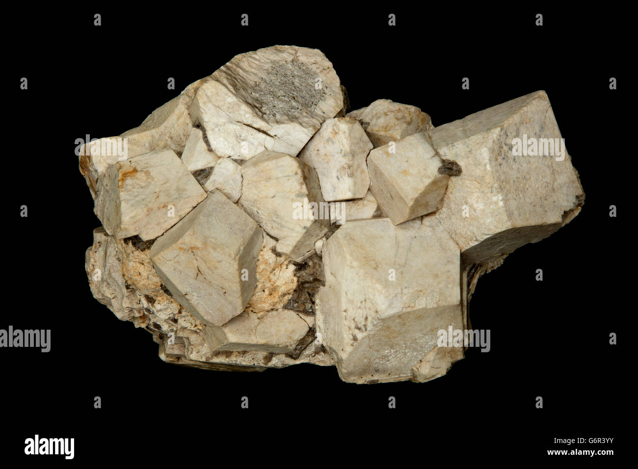 Feldspar crystals,Orthoclase, or orthoclase feldspar (endmember formula KAlSi3O8), is an important tectosilicate mineral, Montana, USA Stock Photo