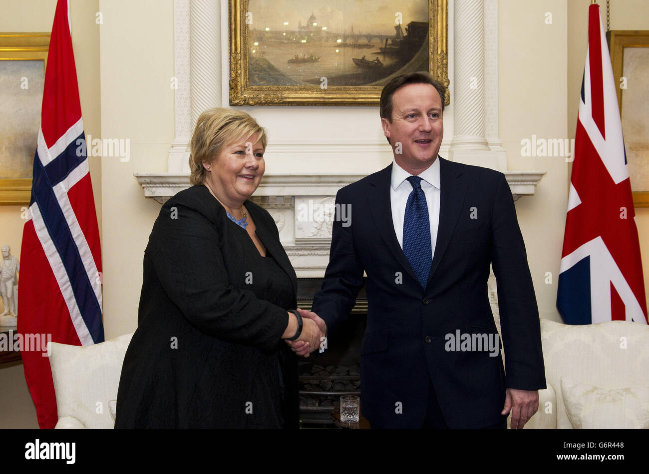 Cameron meets Erna Solberg Stock Photo Alamy