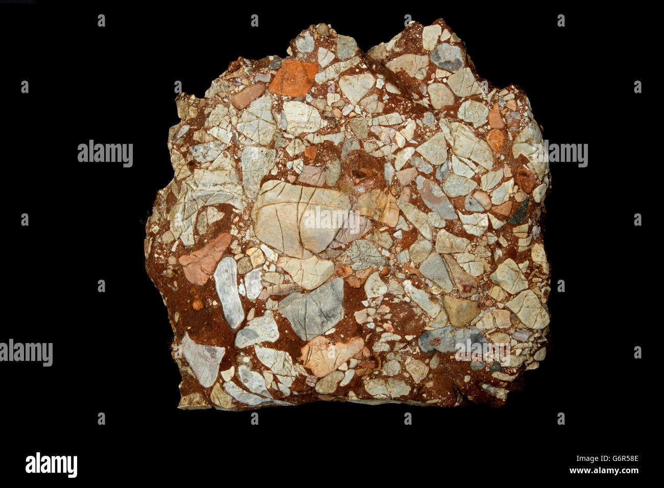 Leesburg Limestone Conglomerate  - Frederick county Maryland, Formed in a Triassic half grabben created when the Africa plate sp Stock Photo