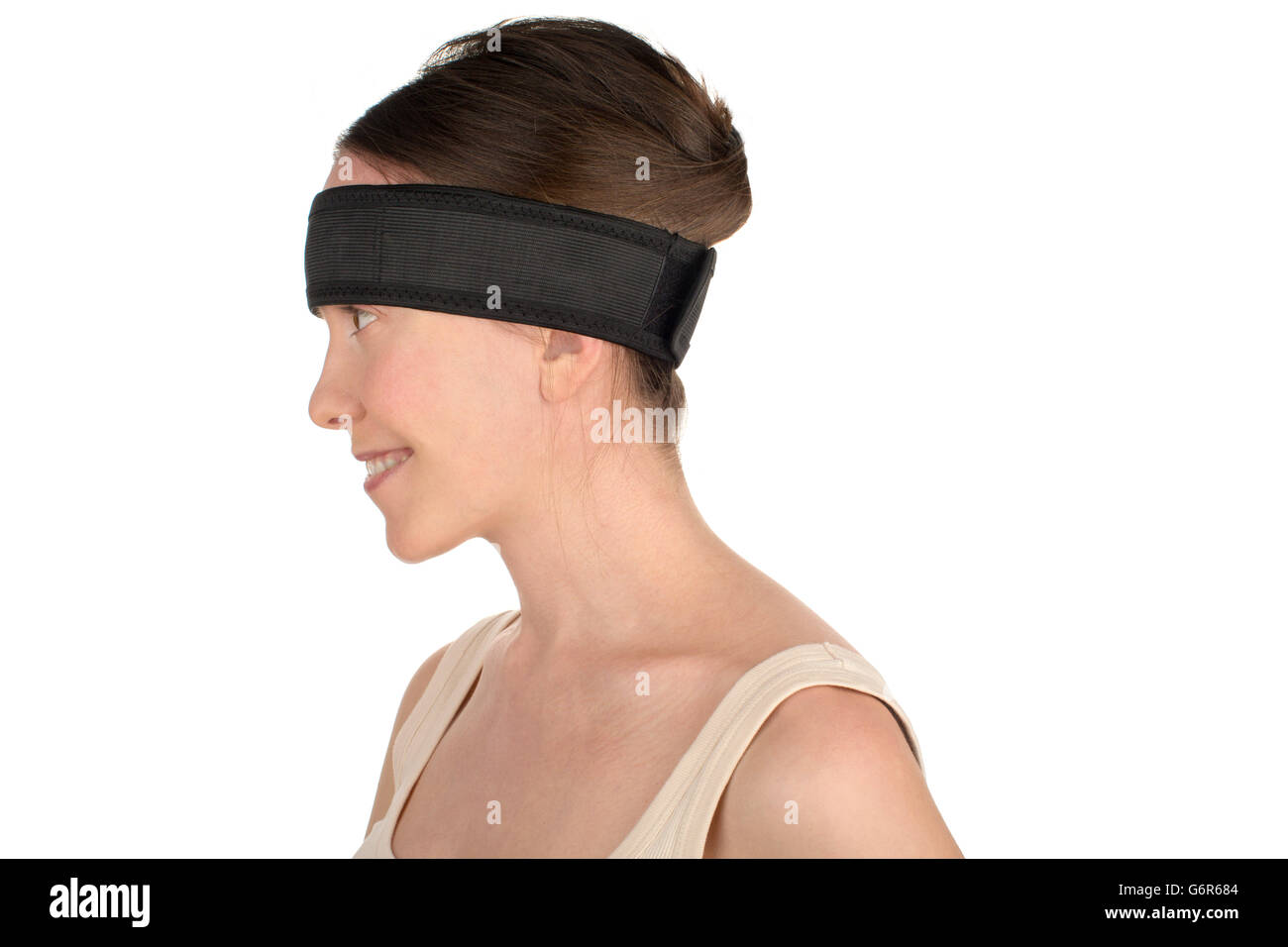 Woman in headband silhouette Stock Photo