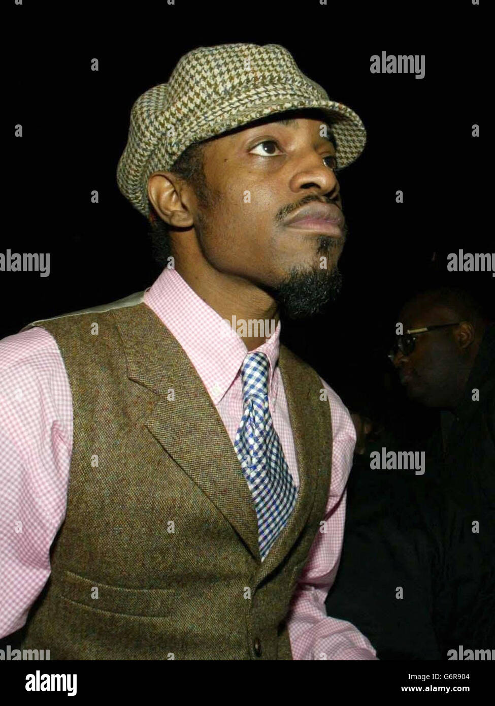 Outkast's Andre 3000 arrives for Missy Elliot's post-Brits party at Boujis in London's South Kensington. Stock Photo