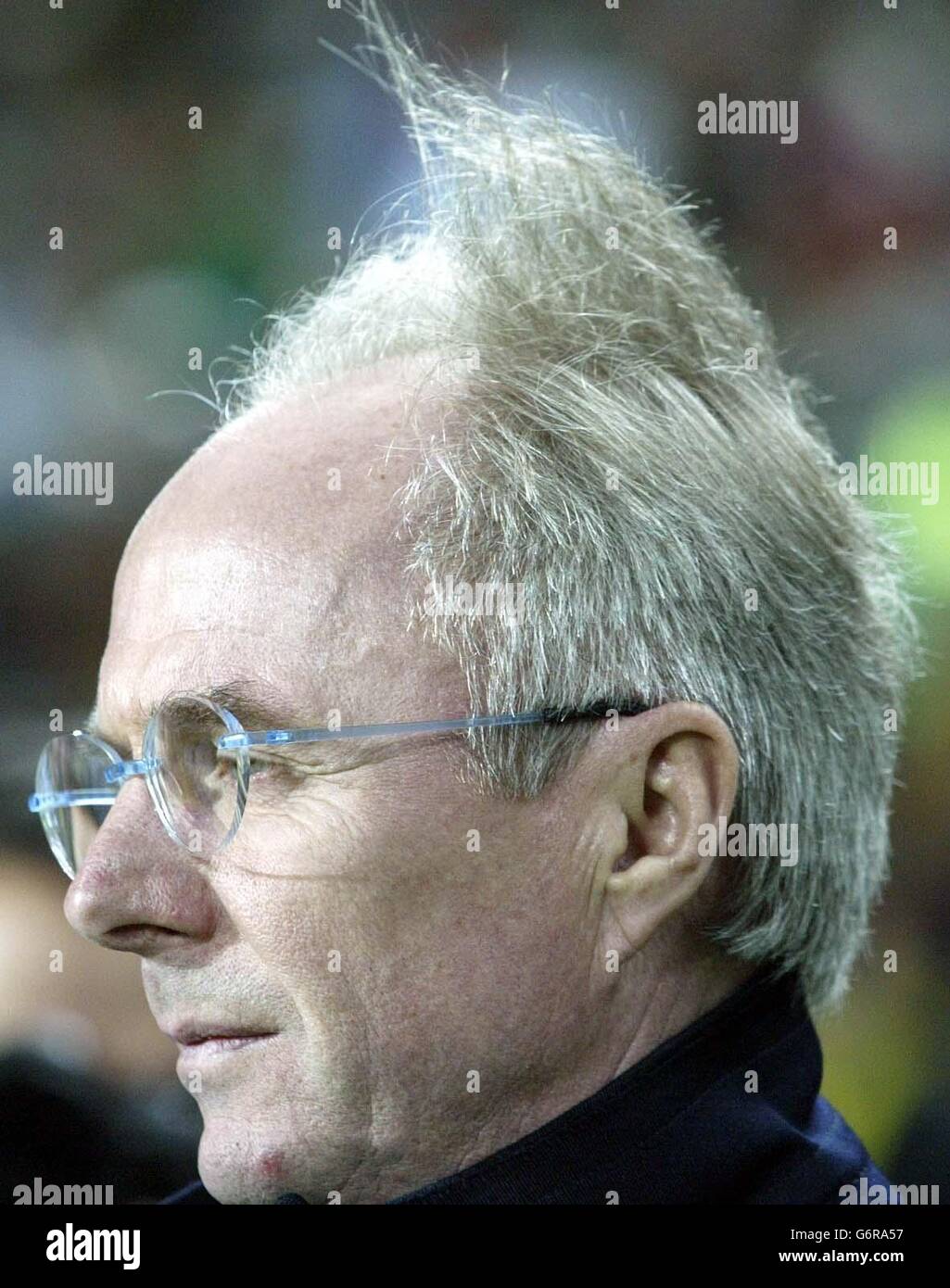 England's national soccer coach Sven-Goran Erickson, arrives in the stadium ahead of his sides international friendly match against Portugal, at the Algarve Stadium, Faro, Portugal. Stock Photo