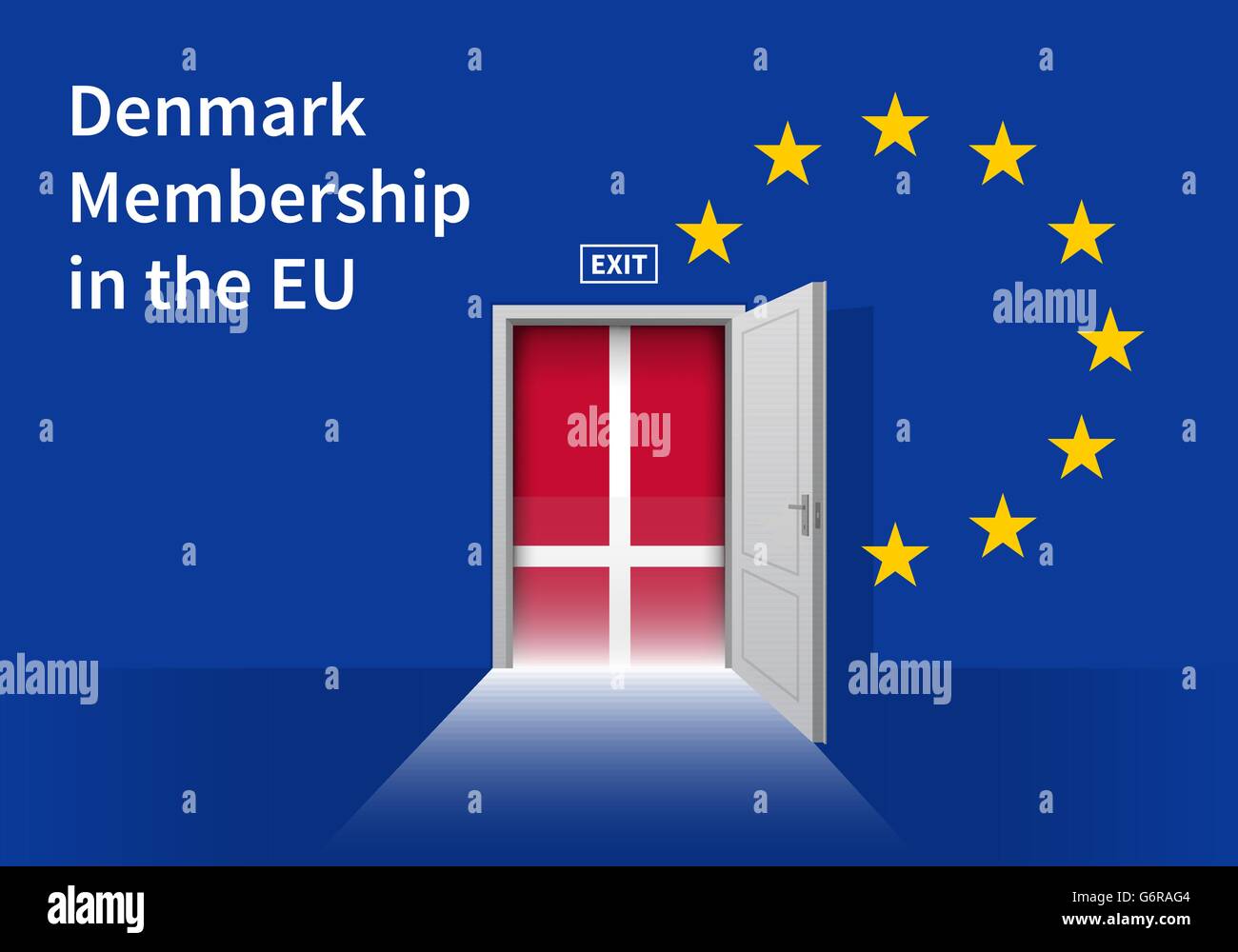 European Union flag wall with Denmark flag door. EU Flag Stock Vector ...
