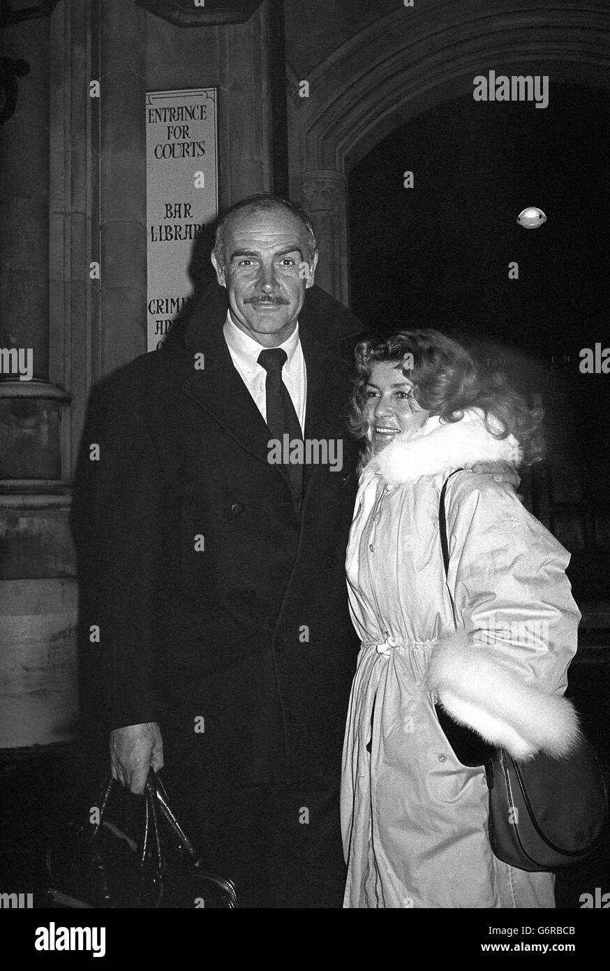 Actor Sean Connery and his French Moroccan wife, Micheline, in London after  he fought off a High Court bid by his former financial advisor, accountant  Kenneth Riichards, for a share in his