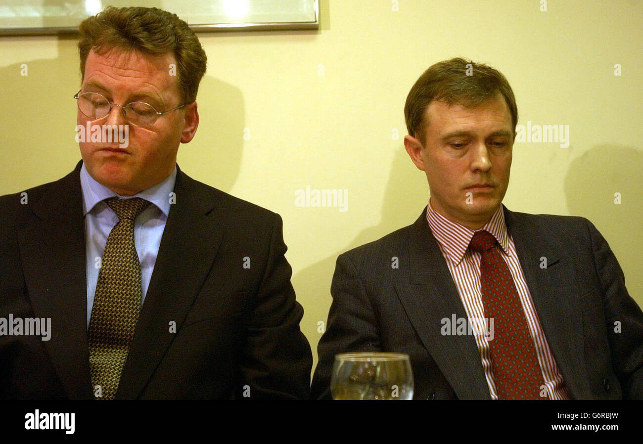 Sandy Mitchell,(left) and William Sampson, former captives of the Saudi Authorities, reflects on their experiences of torture whlist held in a Riyadh prison, at a press conference in central London. The pair were amongst a number of British expatriates held by the Saudi Authorities after a series of bomb attacks against British nationals in the Saudi capital. Stock Photo