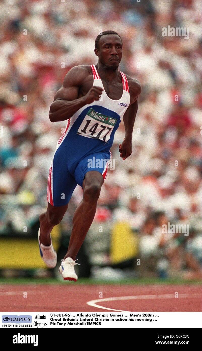 31-JUL-96, Atlanta Olympic Games, Men's 200m, Great Britain's Linford Christie in action his morning Stock Photo
