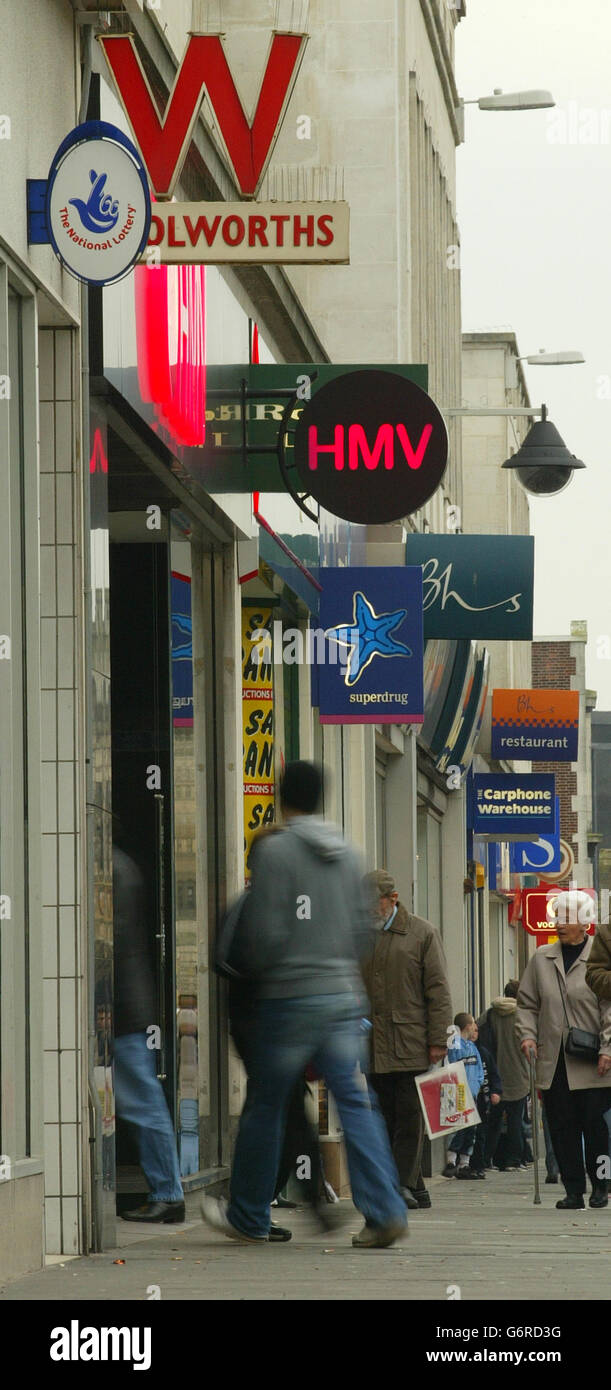 High Street Shopping Stock Photo Alamy