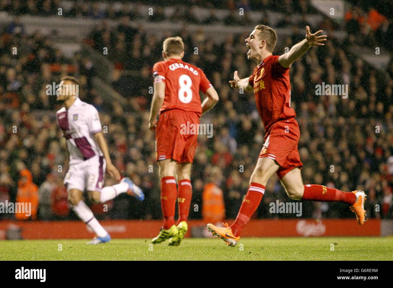 Liverpool S Jordan Henderson Right Celebrates Team Mate Steven Gerrard Scoring Their Second Goal Of The Game From The Penalty Spot Stock Photo Alamy Liverpool S Jordan Henderson Right Celebrates Team Mate Steven Gerrard Scoring Their Second Goal Of The Game From The Penalty Spot Stock Photo Alamy
