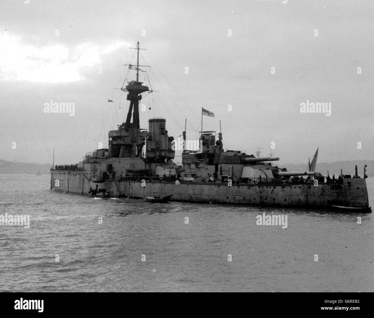 Battle of Jutland veteran HMS Monarch at anchor at Rosyth in 1919. Stock Photo
