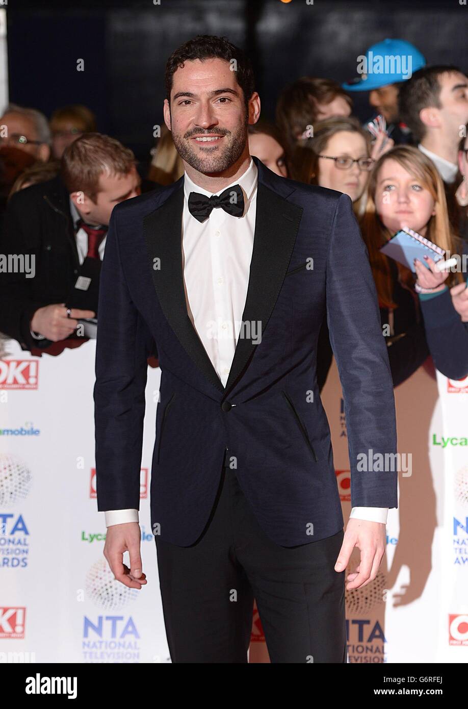 National Television Awards 2014 - Arrivals - London. Tom Ellis arriving for the 2014 National Television Awards at the O2 Arena, London. Stock Photo