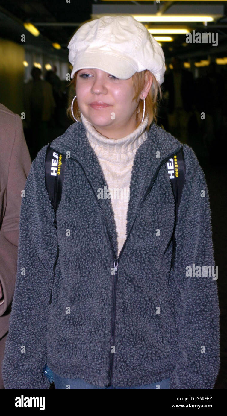 Samantha Marson, a student who jokingly claimed she was carrying a bomb in her bag as she prepared to board a flight in the US, as she arrives back at Heathrow Airport. The 21-year-old was able to secure her freedom by agreeing to pay 550 to a fund for the victims of the September 11 terrorist atrocities and writing a letter of apology. Stock Photo