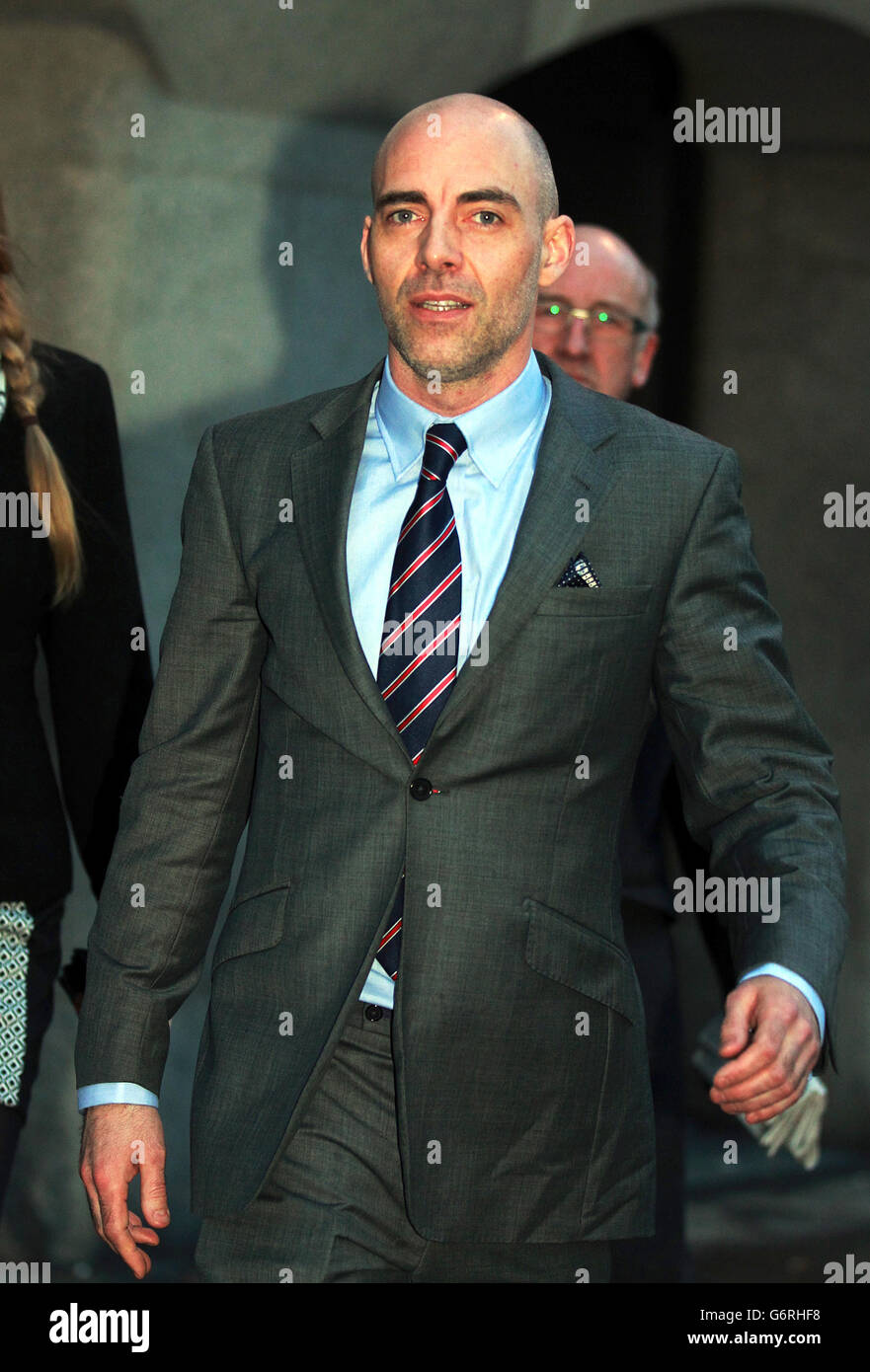 Former tabloid reporter Dan Evans leaving the Old Bailey in central London where he gave evidence in the phone hacking trial. Stock Photo