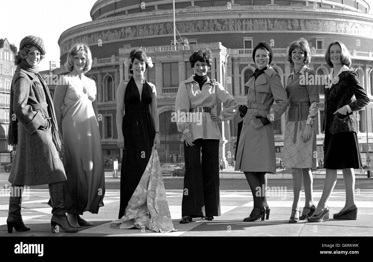 On show outside the Royal Albert Hall the latest fashions from St Michael, Marks and Spencers. Stock Photo