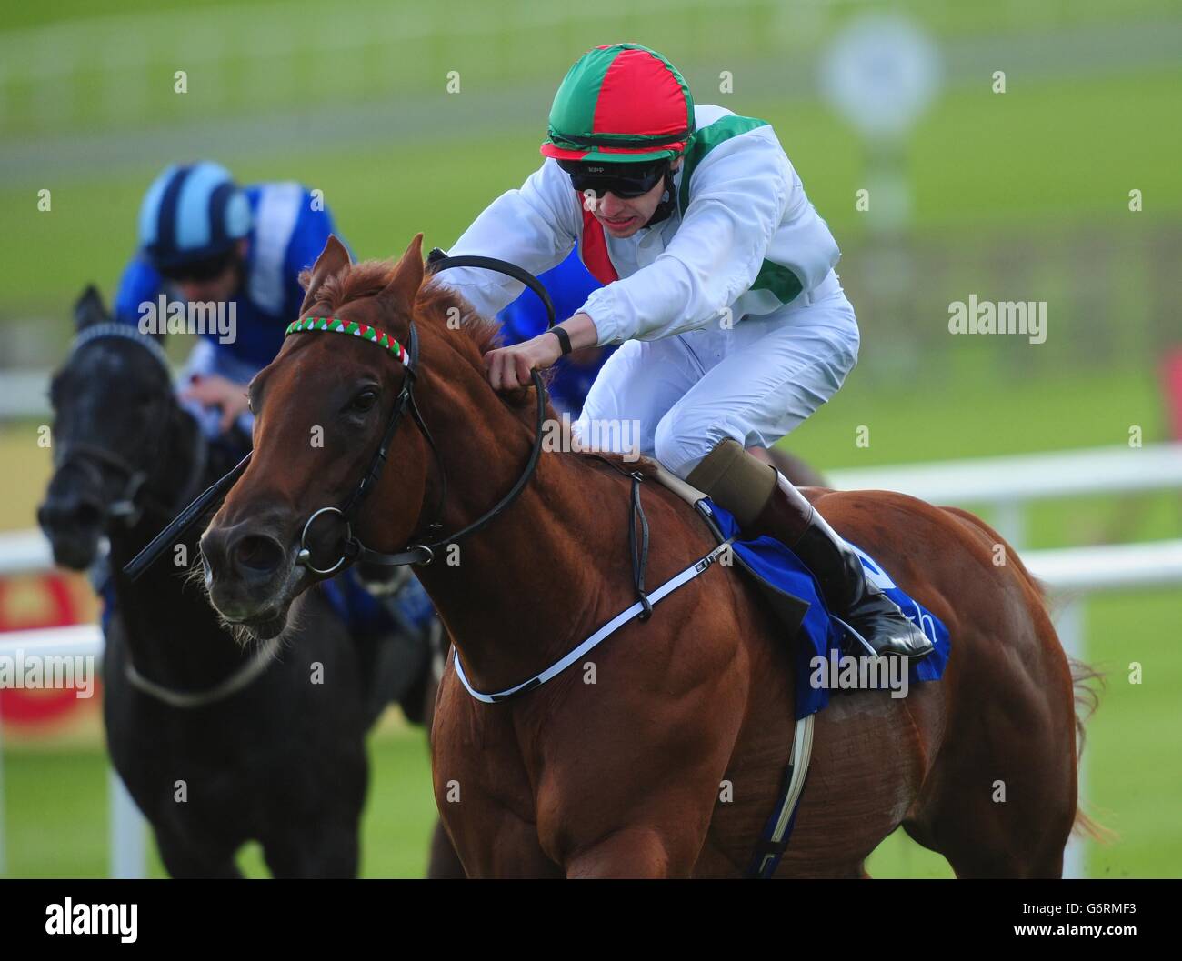 Reckless Gold ridden by Donnacha O'Brien go on to win the Done Deal EBF Maiden stakes during day one of the Dubai Duty Free Irish Derby Festival at Curragh Racecourse, Co. Kildare, Ireland. Stock Photo