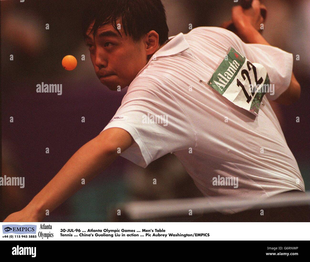 30 jul 96 atlanta olympic games mens table tennis guoliang liu hires