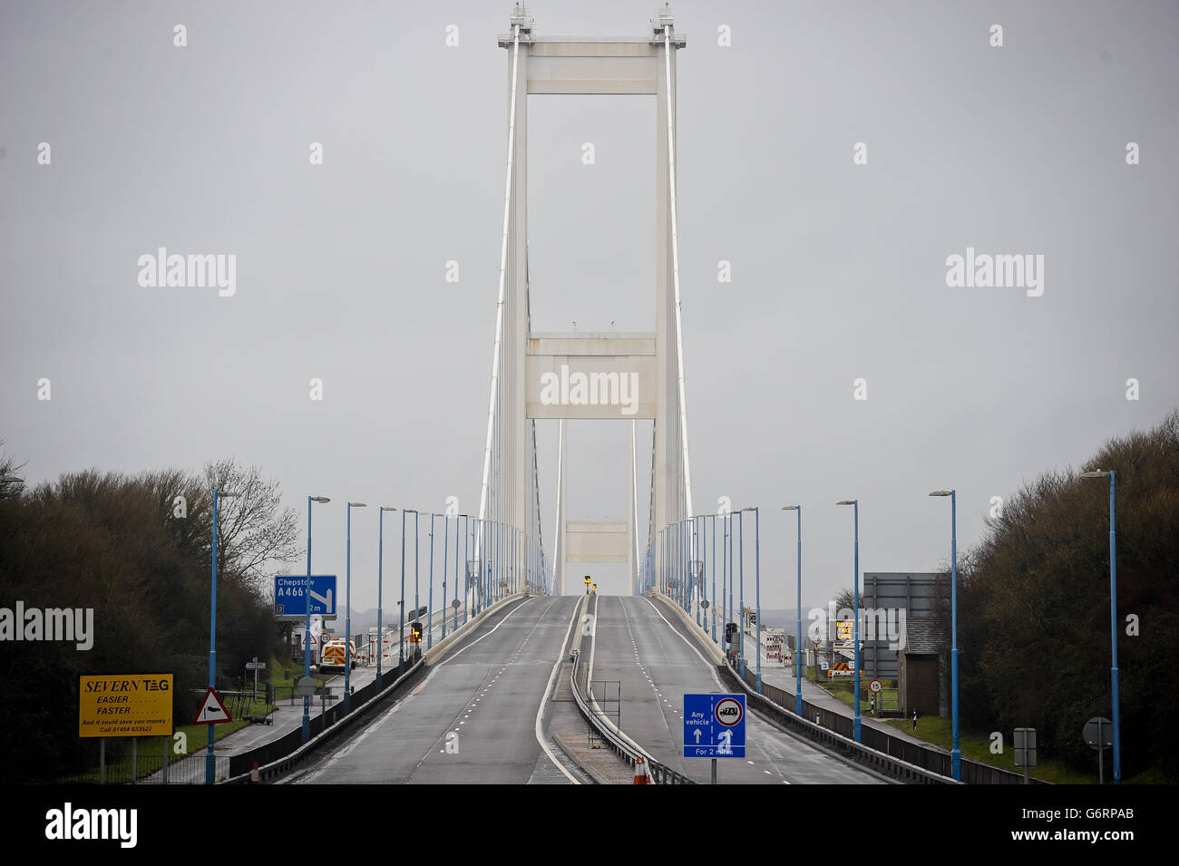 The M48 motorway and the Severn Bridge going across the Bristol Channel