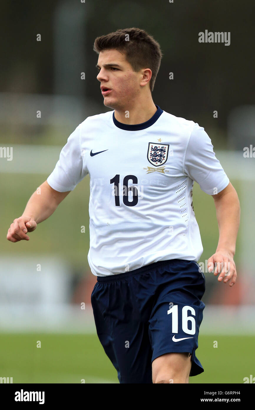 Soccer - Under 17 International Friendly - England v Belgium - St George's Park. Tom Brewitt, England Stock Photo