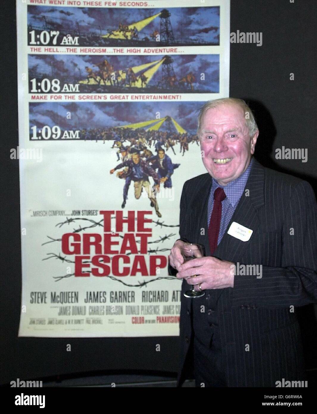 Actor Angus Lennie, who plays Flying Officer Archibald Ives in motion picture The Great Escape, at London's Imperial War Museum, on the 60th anniversary of the remarkable breakout. Only three of the escapees managed to reach England. The remaining 73 were recaptured, with 50 of them murdered by the Gestapo on Hitler's orders. Stock Photo
