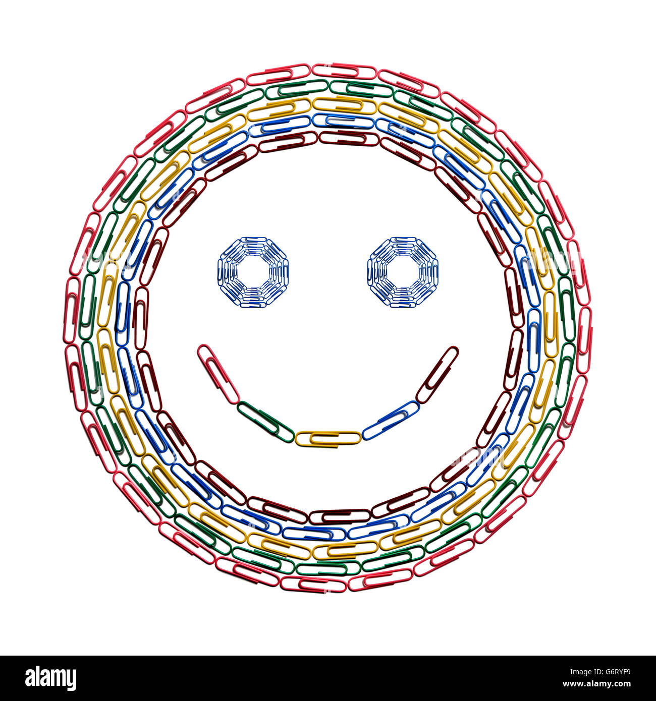 Smiley face made from paper clips Stock Photo