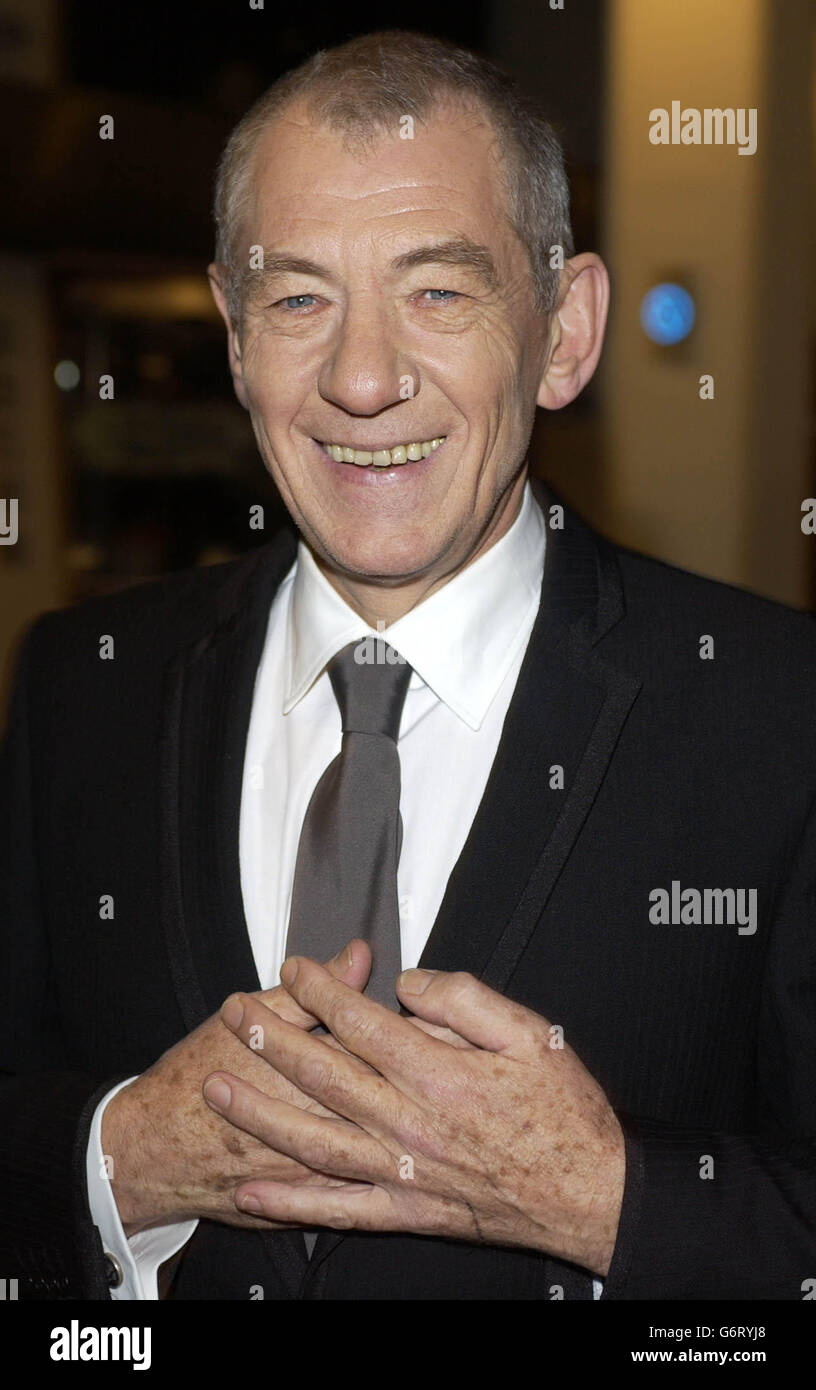 Sir Ian McKellen arrives at the Orange British Academy Film Awards at the Odeon, Leicester Square in London. Stock Photo