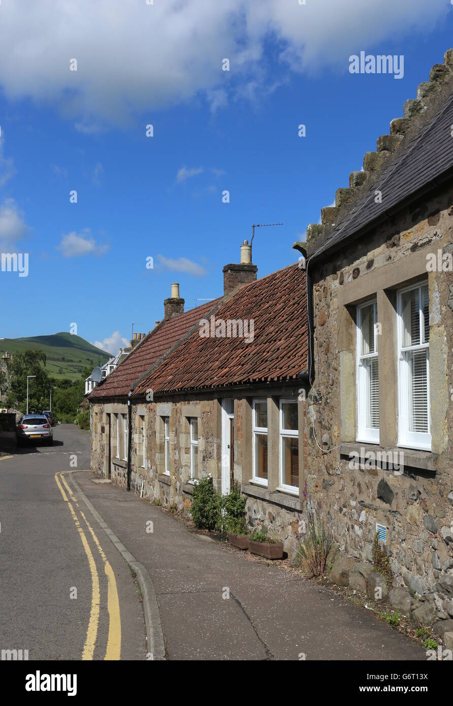 Freuchie street scene with East Lomond Scotland June 2016 Stock Photo