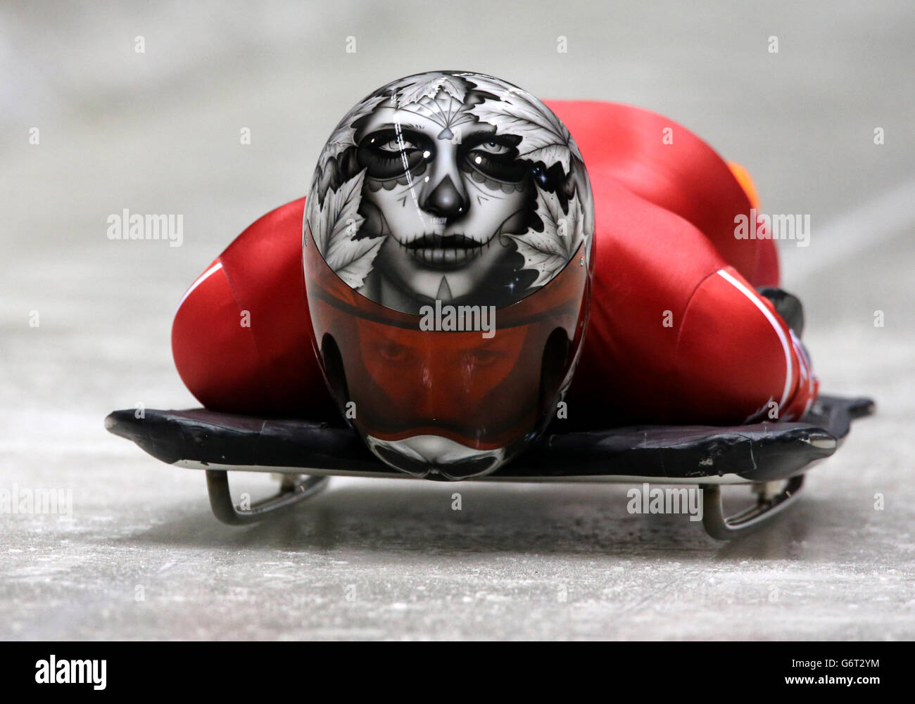 Canada's Sarah Reid during a training run at the Sliding Centre Sanki ...