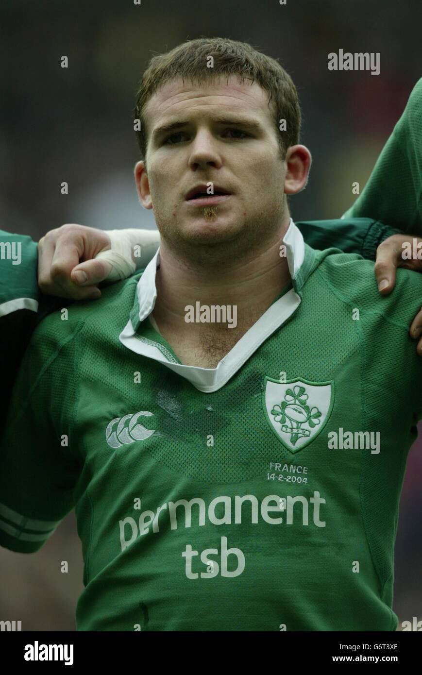 Ireland's Gordon D'arcy lines up before the RBS 6 Nations clash verses France at the Stade de France. Stock Photo