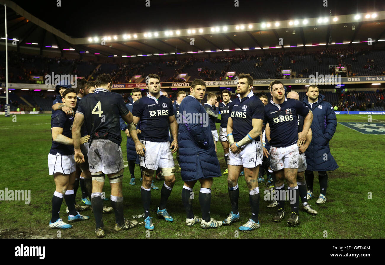 Scotlands players react after rbs 6 nations match murrayfield hi-res ...