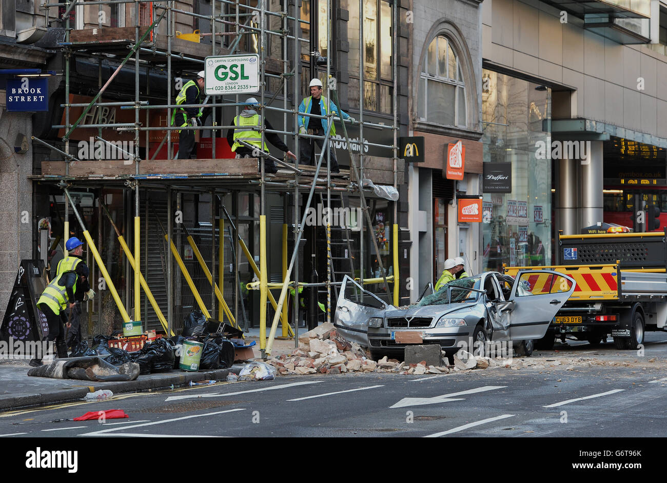 Falling masonry crush death - London Stock Photo