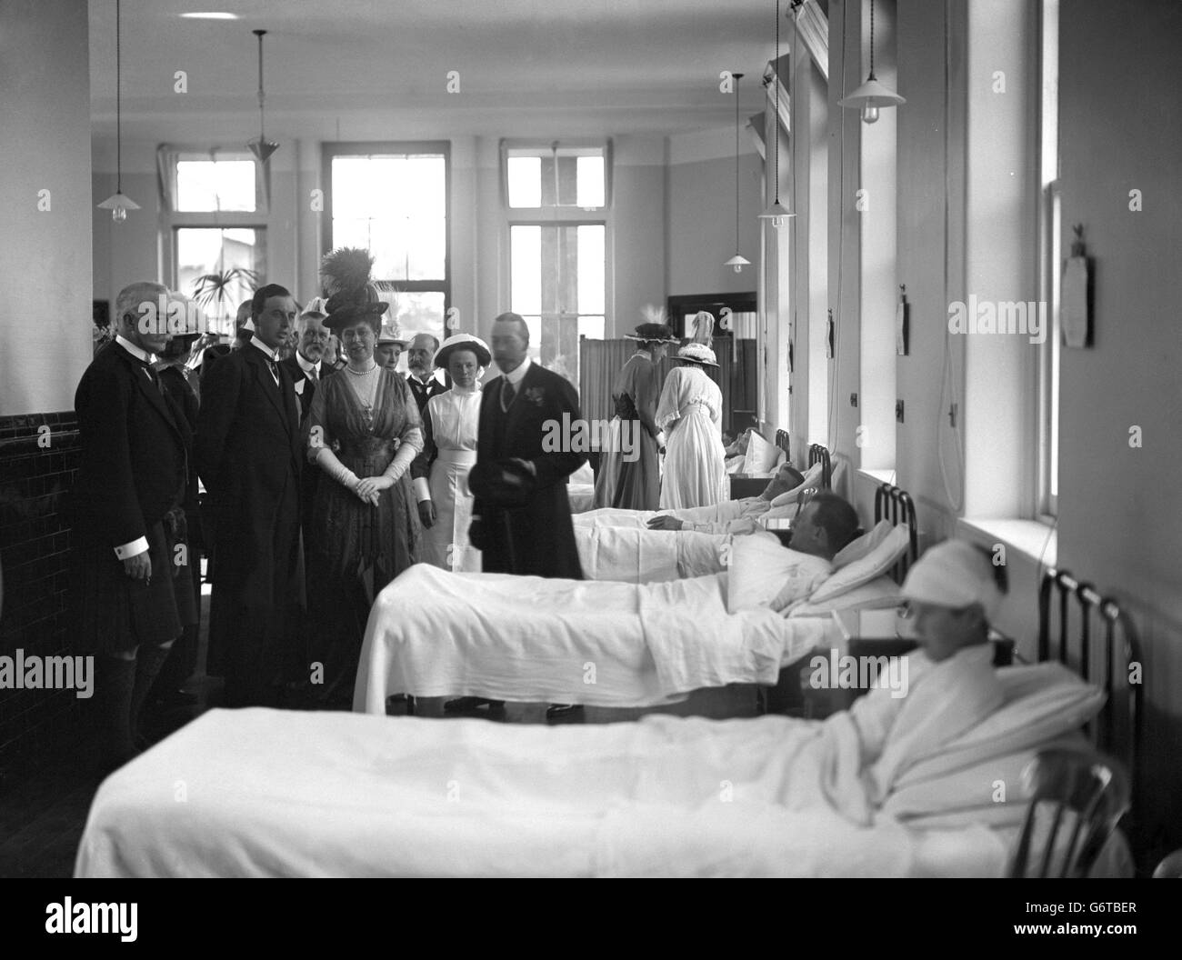 Queen mary visit the royal infirmary in perth Black and White