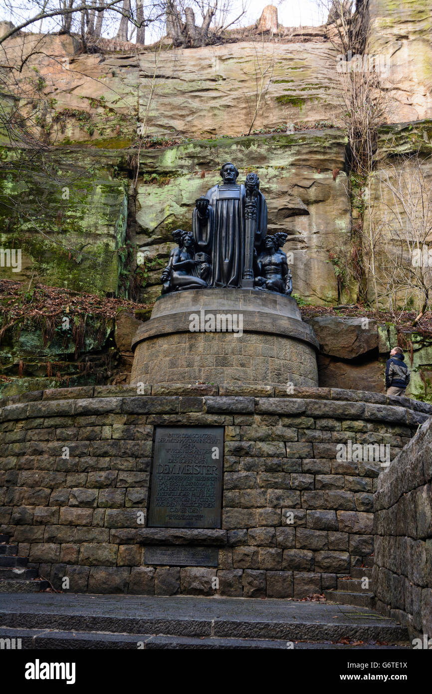 Richard Wagner monument at the former Lochmühle in Wesenitztal, Lohmen, Germany, Sachsen, Saxony, Stock Photo