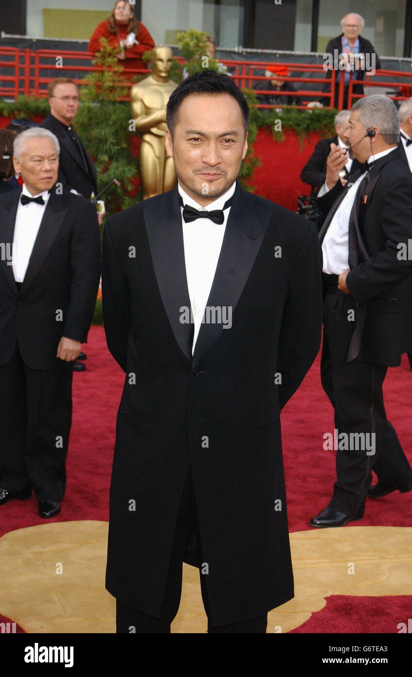 Ken Watanabe arrives at the Kodak Theatre in Los Angeles for the 76th Academy Awards. Ken is wearing a suit by Issey Miyake. Stock Photo
