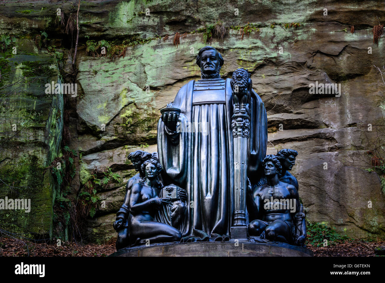 Richard Wagner monument at the former Lochmühle in Wesenitztal, Lohmen, Germany, Sachsen, Saxony, Stock Photo