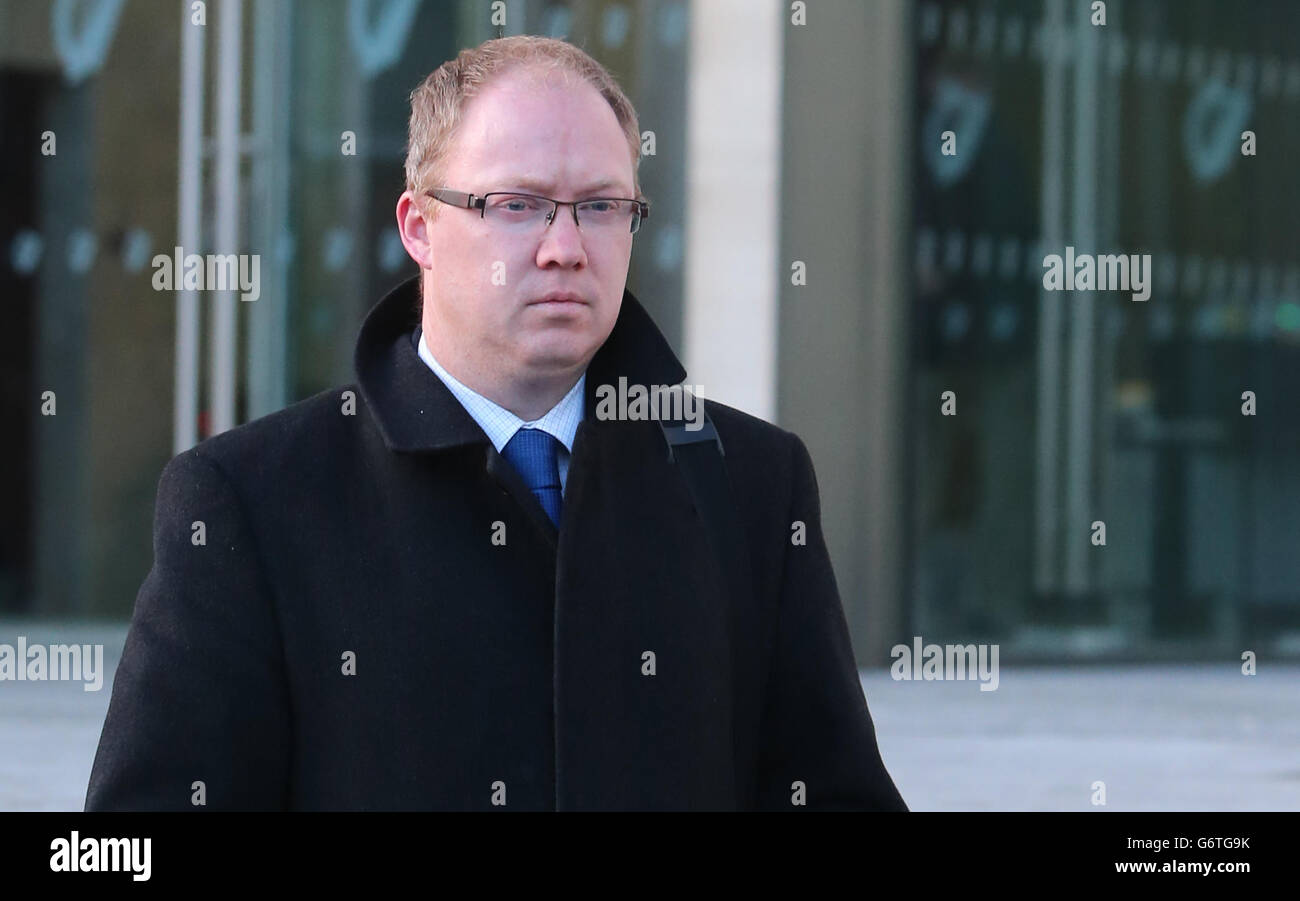 Lorcan McCloskey leaving the fraud trial of former Anglo Irish Bank