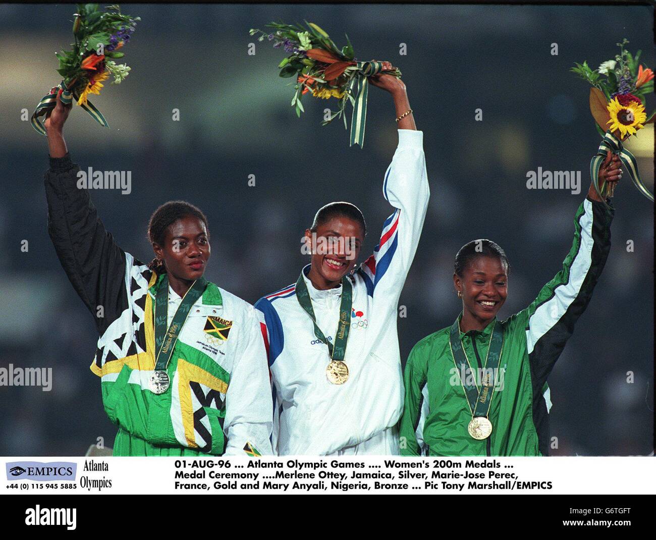 01AUG96, Atlanta Olympic Games, Women's 200m Medals, Medal Ceremony