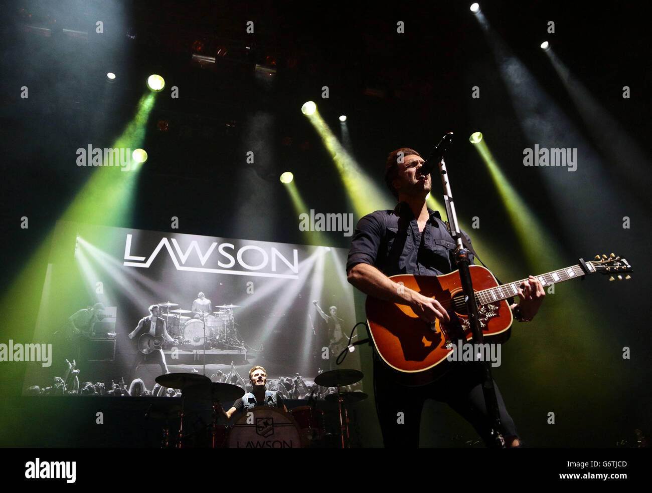 Pop group Lawson performing on stage during the Charlton Athletic Community Trust Concert - in partnership with Help a Capital Child - at The IndigO2, O2 Arena in London. Stock Photo