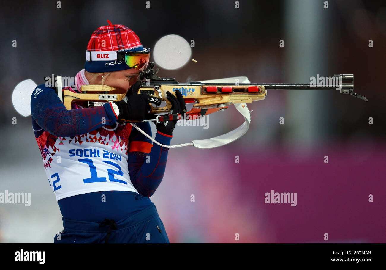 Norway's Tiril Eckhoff in the Women's 12.5km Mass Start Biathlon Stock ...