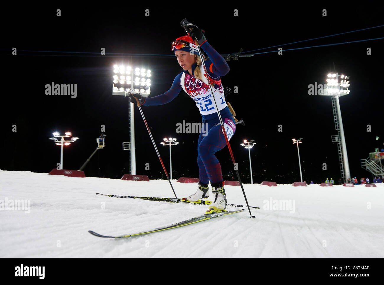 Norway's Tiril Eckhoff in the Women's 12.5km Mass Start Biathlon Stock ...