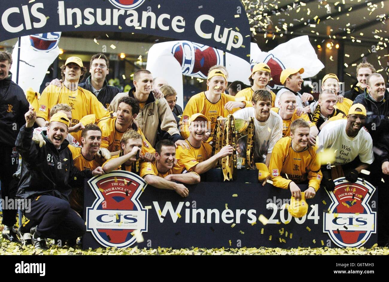 Livingston players celebrates after winning CIS Insurance Cup final