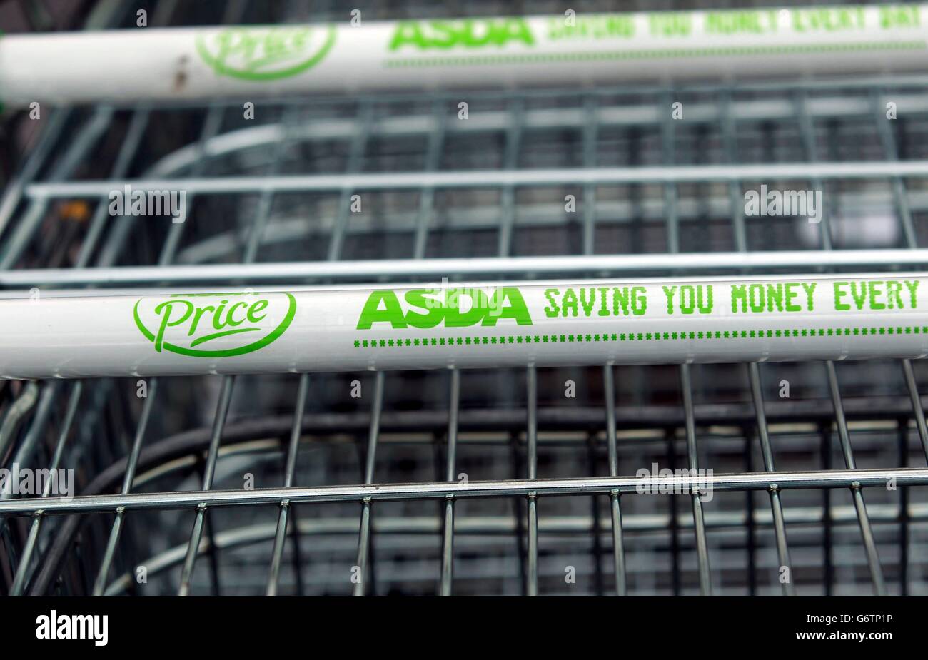 Trolleys at the ASDA Store in Leyton, East London. Stock Photo