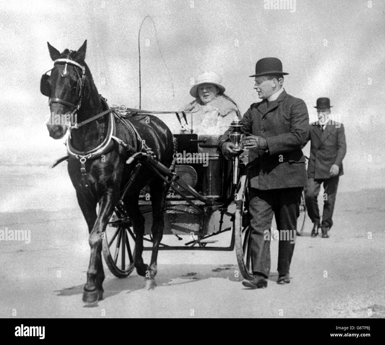 Princess Juliana, who has just celebrated her 15th birthday, out for a ride on the sand at Scheveningen. Stock Photo