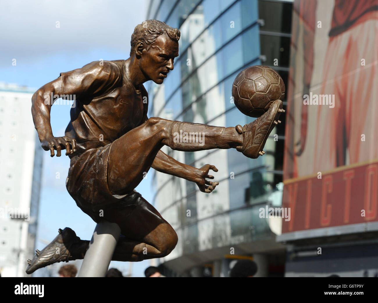 A statue of Dennis Bergkamp after being unveiled before the Barclays ...