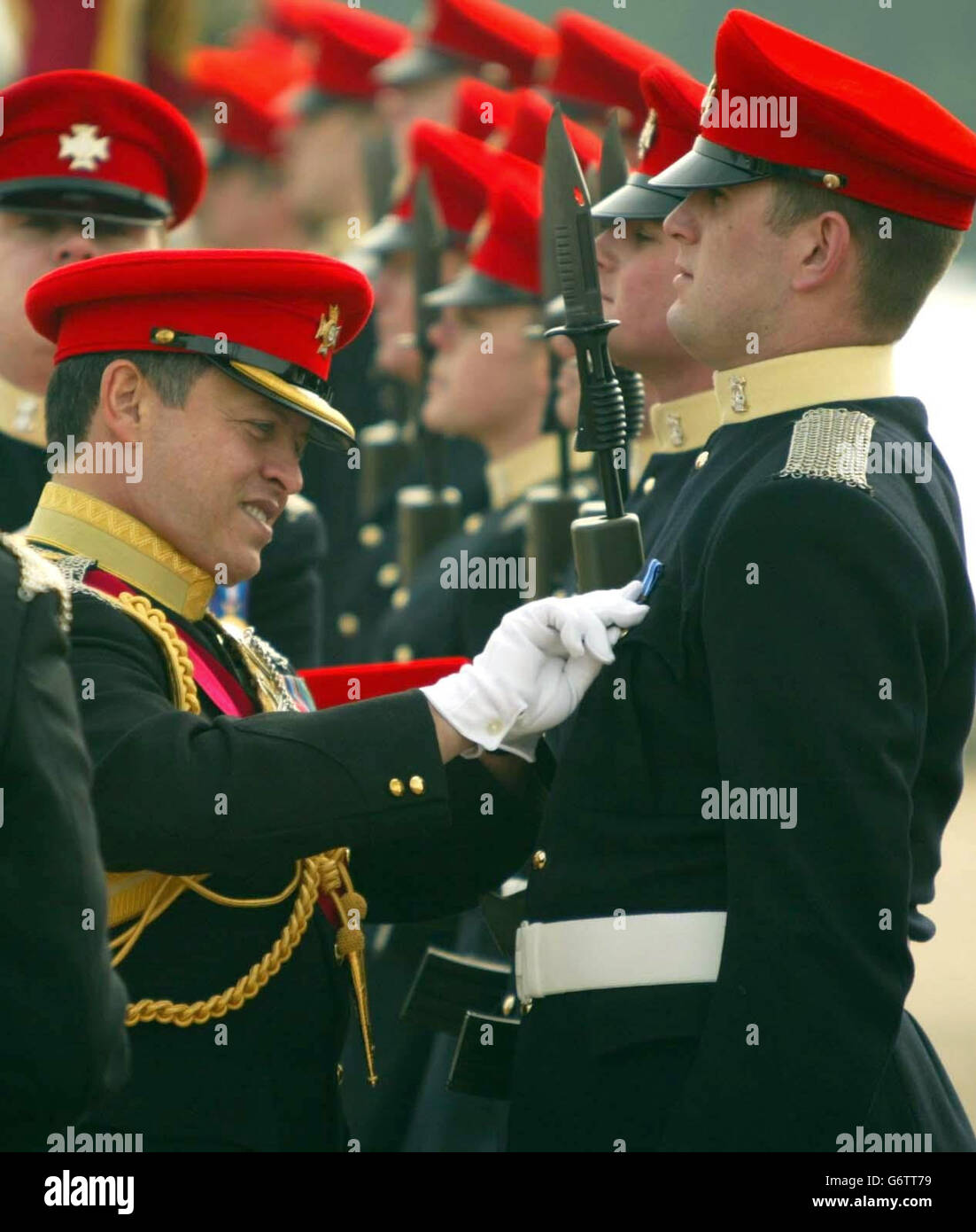 His Majesty King Abdullah of Jordan visits The Light Dragoons at Robertson Barracks, Swanton Morley, Norfolk. The King Abdullah, who is colonel-in-chief for the regiment, presented campaign medals to soldiers for peacekeeping duties in Bosnia. Stock Photo