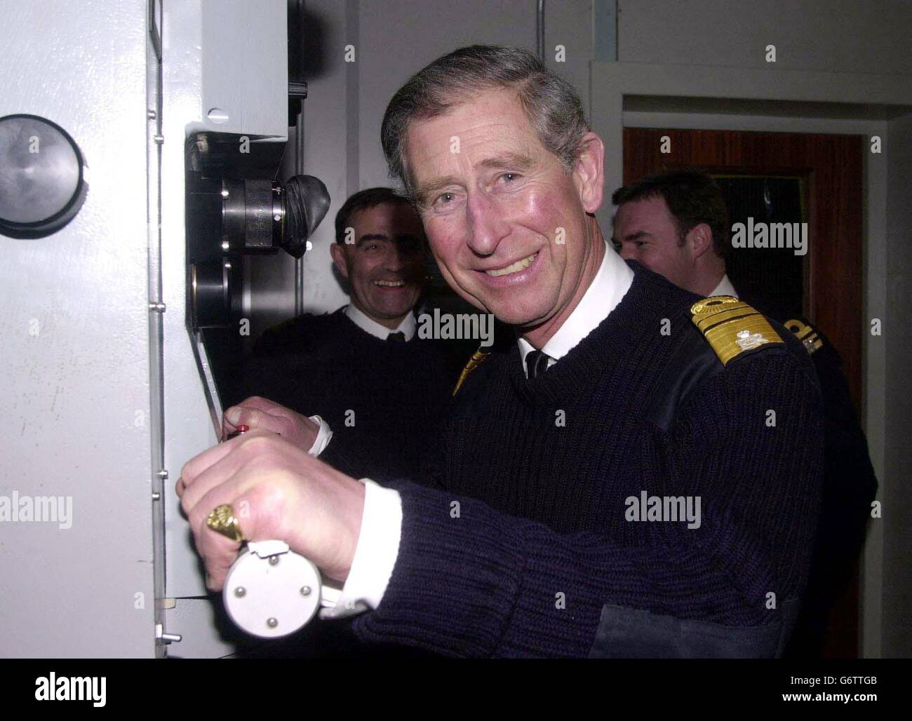 Prince Charles on HMS Cardiff Stock Photo