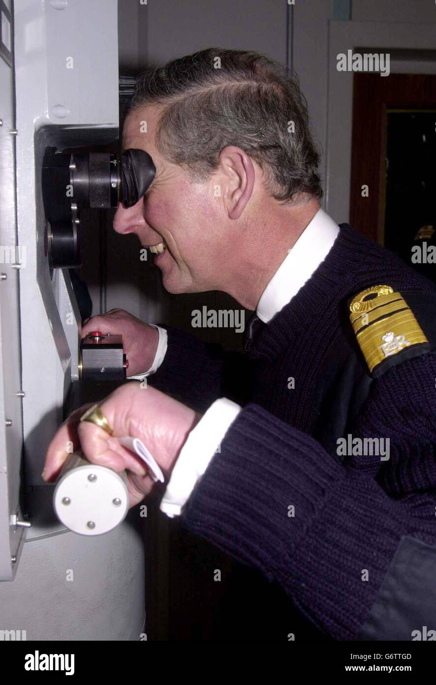 Prince Charles on HMS Cardiff Stock Photo
